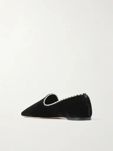 TOTEME Leather-trimmed Velvet Slippers | Thumbnail 3 TOTEME Leather-trimmed Velvet Slippers | Thumbnail 3