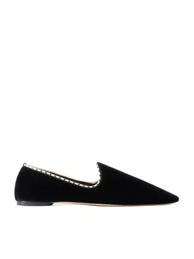TOTEME Leather-trimmed Velvet Slippers | Thumbnail 1 TOTEME Leather-trimmed Velvet Slippers | Thumbnail 1