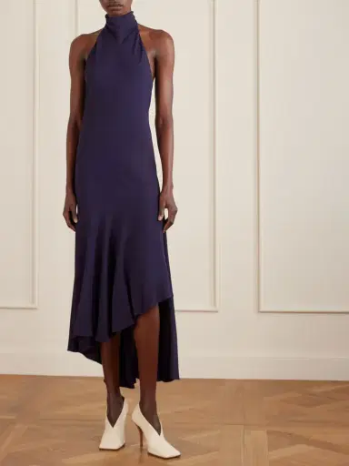Alaïa Open-back Asymmetric Ribbed Jersey Maxi Dress | Thumbnail 2 Alaïa Open-back Asymmetric Ribbed Jersey Maxi Dress | Thumbnail 2