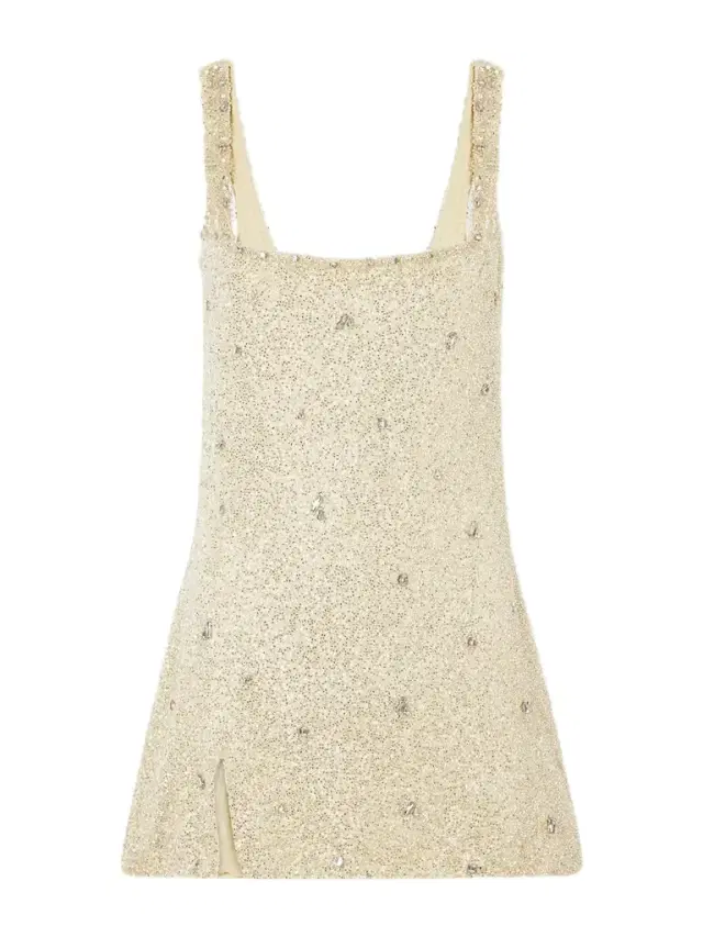 Pamela Crystal-embellished Beaded Tulle Mini Dress