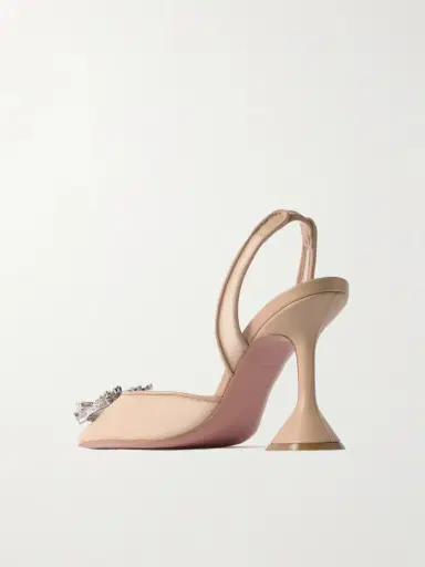 Amina Muaddi Begum Crystal-embellished Leather-trimmed Mesh Slingback Pumps | Thumbnail 3 Amina Muaddi Begum Crystal-embellished Leather-trimmed Mesh Slingback Pumps | Thumbnail 3