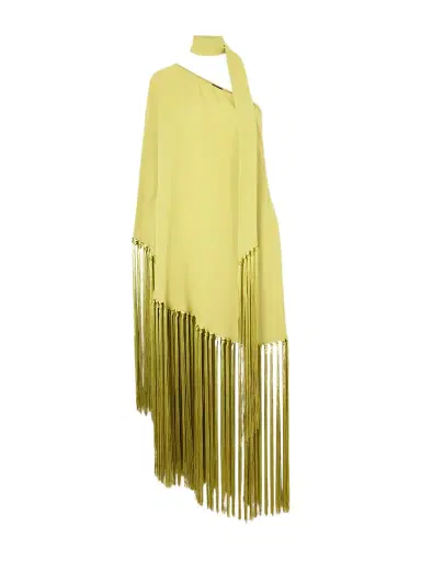 Taller Marmo Gunilla One-shoulder Scarf-detailed Fringed Crepe Mini Dress | Thumbnail 1 Taller Marmo Gunilla One-shoulder Scarf-detailed Fringed Crepe Mini Dress | Thumbnail 1