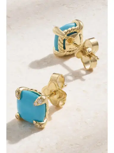 David Yurman Châtelaine 18-karat Gold, Diamond And Turquoise Earrings | Thumbnail 3 David Yurman Châtelaine 18-karat Gold, Diamond And Turquoise Earrings | Thumbnail 3