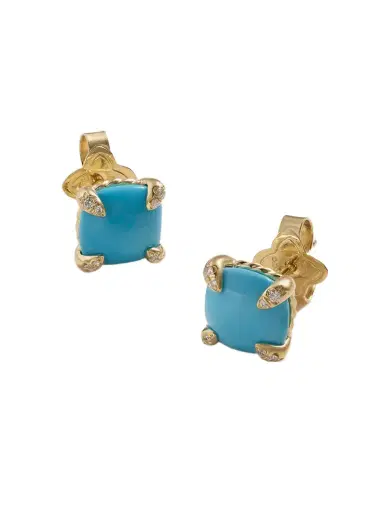 David Yurman Châtelaine 18-karat Gold, Diamond And Turquoise Earrings | Thumbnail 1 David Yurman Châtelaine 18-karat Gold, Diamond And Turquoise Earrings | Thumbnail 1