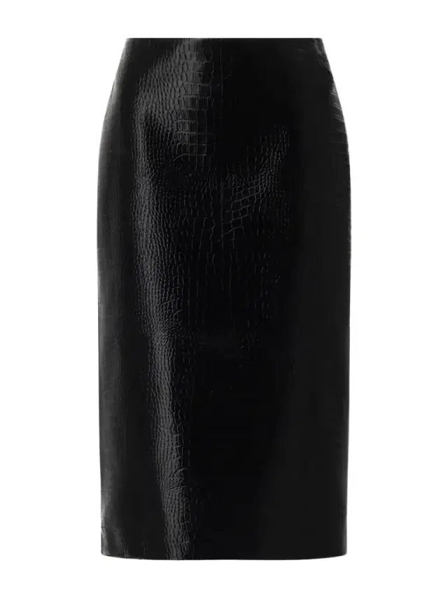 Croc-effect Leather Midi Skirt