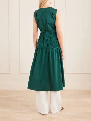 Proenza Schouler White Label Loren Shirred Cotton-blend Poplin Midi Dress | Thumbnail 3 Proenza Schouler White Label Loren Shirred Cotton-blend Poplin Midi Dress | Thumbnail 3