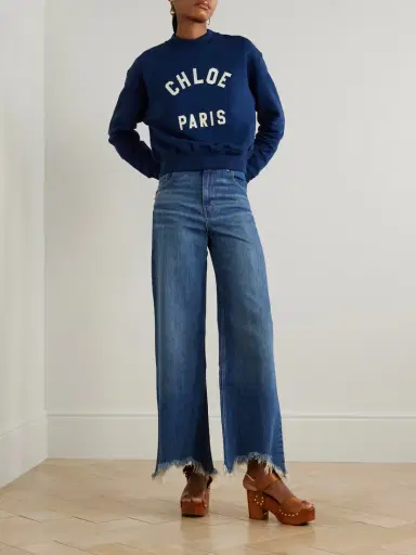 Chloé Cropped Distressed High-rise Wide-leg Jeans | Thumbnail 2