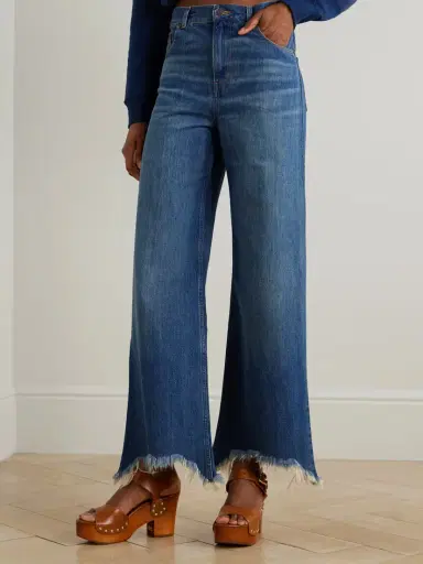 Chloé Cropped Distressed High-rise Wide-leg Jeans | Thumbnail 3
