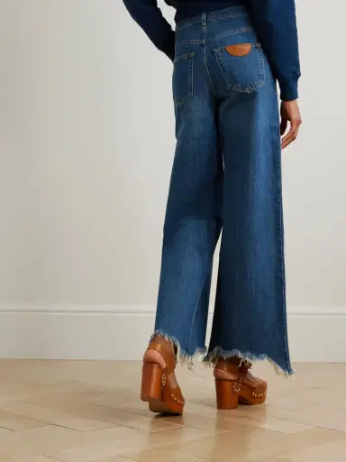 Chloé Cropped Distressed High-rise Wide-leg Jeans | Thumbnail 4