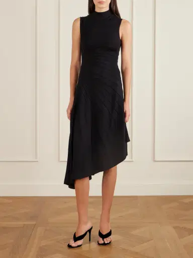 Alaïa Asymmetric Ribbed Wool Turtleneck Midi Dress | Thumbnail 2 Alaïa Asymmetric Ribbed Wool Turtleneck Midi Dress | Thumbnail 2