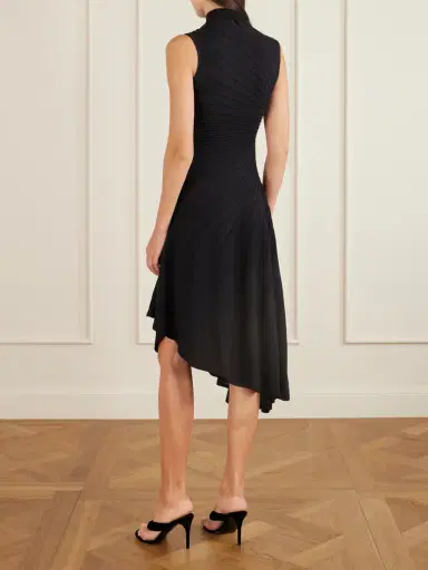 Alaïa Asymmetric Ribbed Wool Turtleneck Midi Dress | Thumbnail 3 Alaïa Asymmetric Ribbed Wool Turtleneck Midi Dress | Thumbnail 3