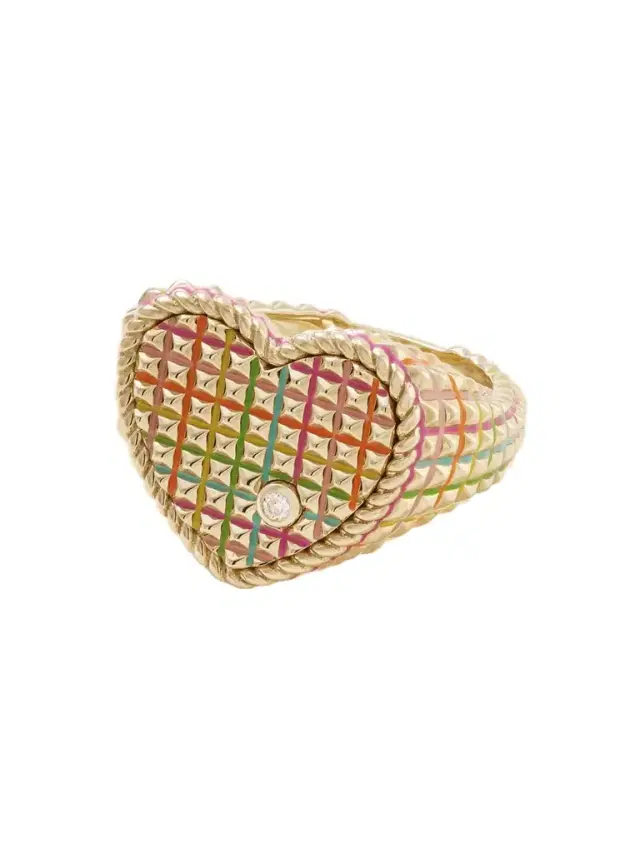 Yvonne Léon Chevaliere Coeur 9-karat Gold, Diamond And Enamel Ring