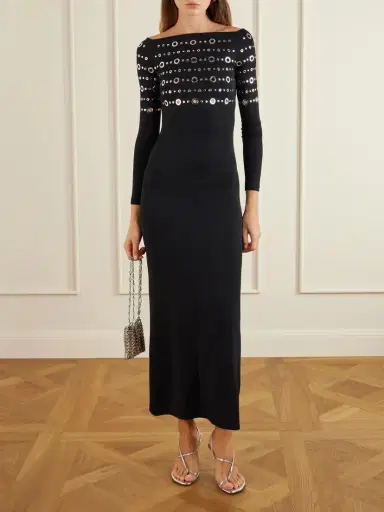 Rabanne Eyelet-embellished Jersey Midi Dress | Thumbnail 2 Rabanne Eyelet-embellished Jersey Midi Dress | Thumbnail 2