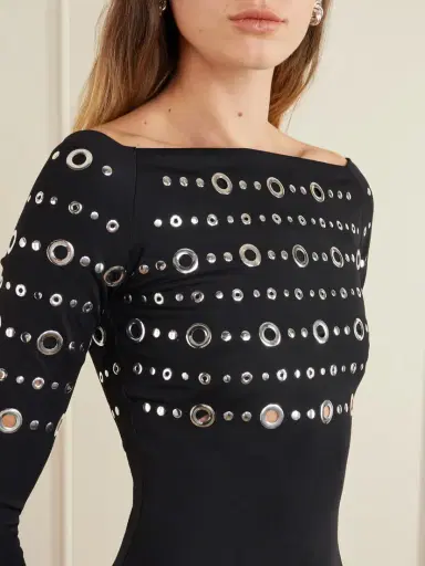 Rabanne Eyelet-embellished Jersey Midi Dress | Thumbnail 4 Rabanne Eyelet-embellished Jersey Midi Dress | Thumbnail 4