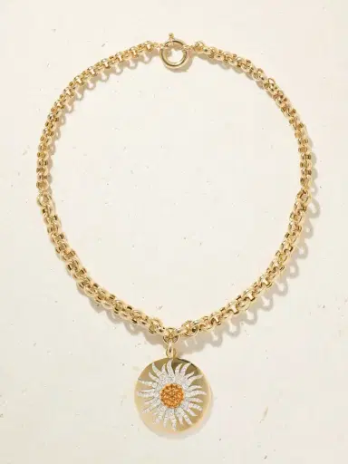 Yvonne Léon Roi Soleil 18-karat Gold, Diamond And Citrine Necklace | Thumbnail 4