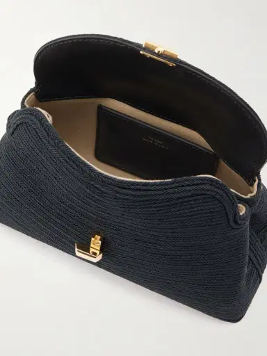 TOTEME Mini T-lock Leather-trimmed Woven Clutch | Thumbnail 6 TOTEME Mini T-lock Leather-trimmed Woven Clutch | Thumbnail 6