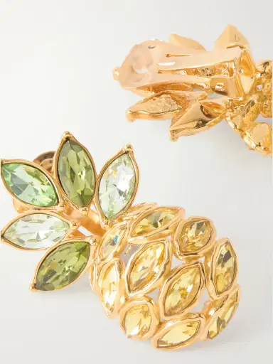 Oscar de la Renta Crystal-embellished Gold-tone Clip Earrings | Thumbnail 3