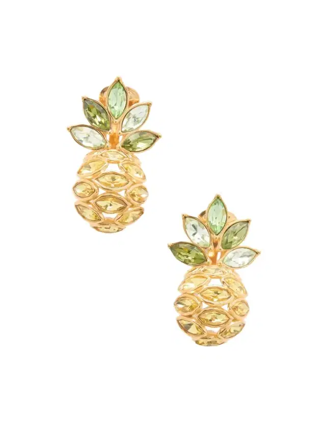 Crystal-embellished Gold-tone Clip Earrings