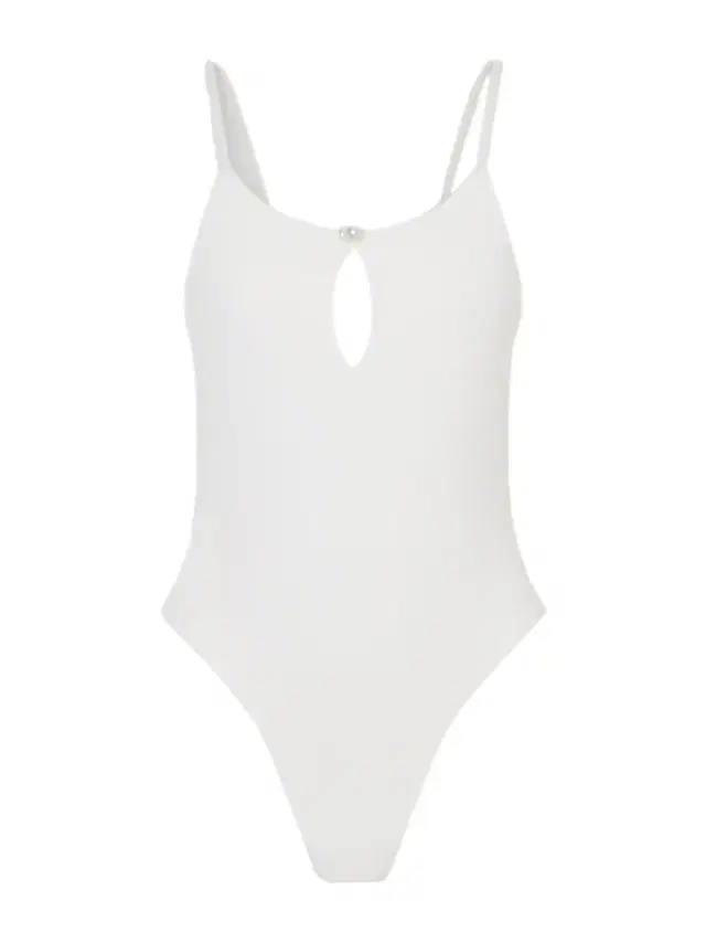 Pearl Cutout Ribbed Swimsuit