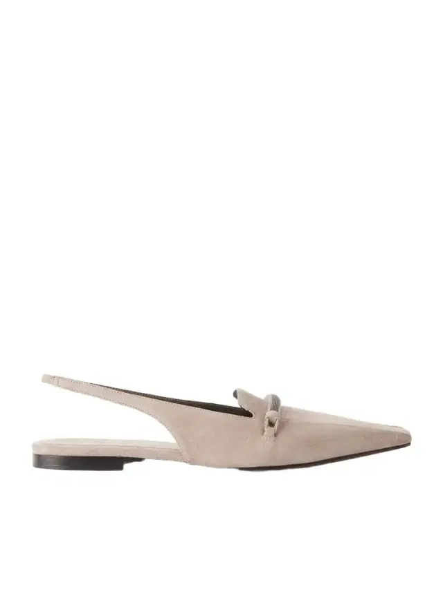 Brunello Cucinelli Suede Pointed-toe Slingback Flats
