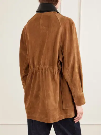 Nour Hammour Grange Gathered Leather-trimmed Suede Jacket | Thumbnail 3