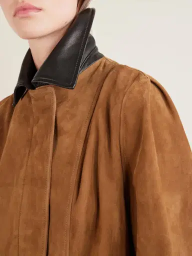 Nour Hammour Grange Gathered Leather-trimmed Suede Jacket | Thumbnail 4