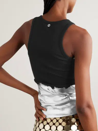 Rabanne Embellished Metallic Ribbed Cotton-blend Jersey Tank | Thumbnail 3 Rabanne Embellished Metallic Ribbed Cotton-blend Jersey Tank | Thumbnail 3