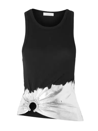 Rabanne Embellished Metallic Ribbed Cotton-blend Jersey Tank | Thumbnail 1 Rabanne Embellished Metallic Ribbed Cotton-blend Jersey Tank | Thumbnail 1