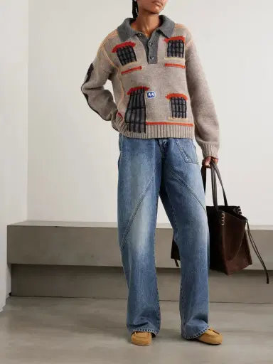 JW Anderson Intarsia-knit Wool Polo Sweater | Thumbnail 2 JW Anderson Intarsia-knit Wool Polo Sweater | Thumbnail 2