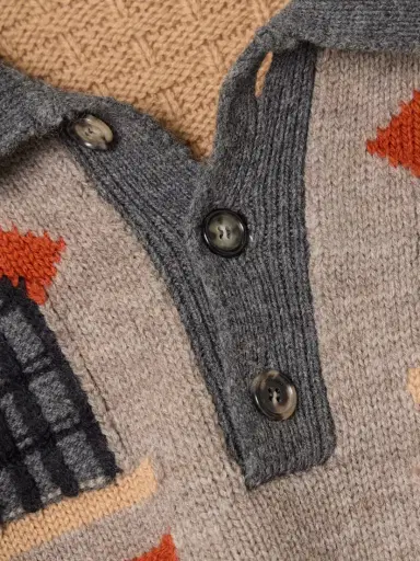 JW Anderson Intarsia-knit Wool Polo Sweater | Thumbnail 4 JW Anderson Intarsia-knit Wool Polo Sweater | Thumbnail 4
