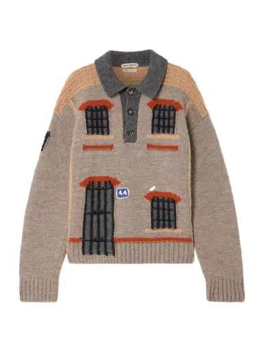 JW Anderson Intarsia-knit Wool Polo Sweater | Thumbnail 1 JW Anderson Intarsia-knit Wool Polo Sweater | Thumbnail 1