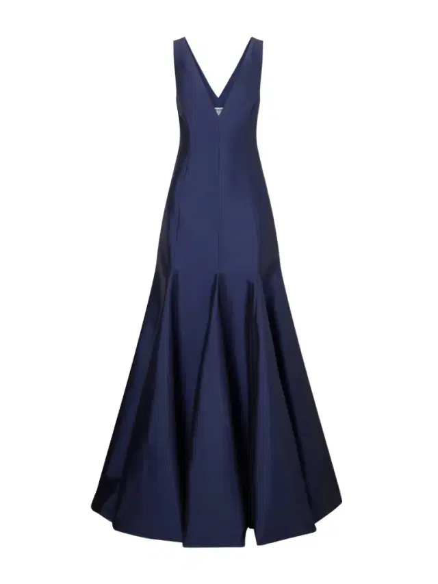Aurelia Paneled Crepe Gown - Midnight blue