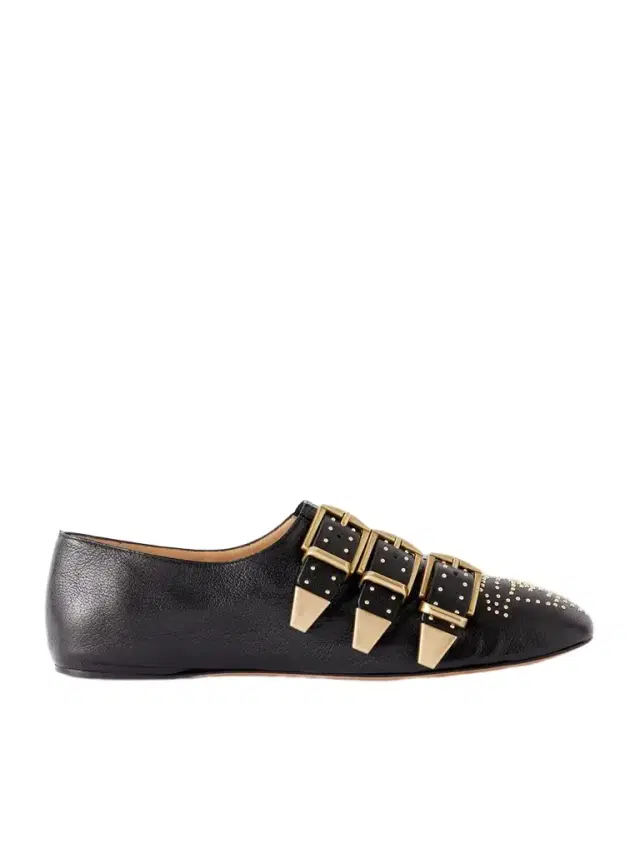 Chloé Susan Studded Buckled Leather Flats