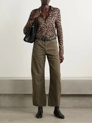 Nili Lotan Tribeca Brushed Cotton-blend Twill Barrel-leg Pants | Thumbnail 2