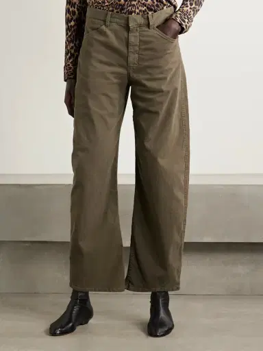 Nili Lotan Tribeca Brushed Cotton-blend Twill Barrel-leg Pants | Thumbnail 3