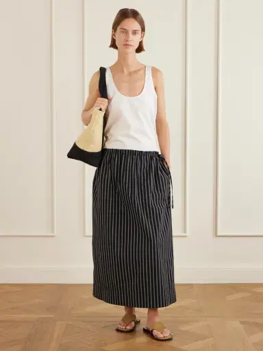 TOTEME Striped Cotton-poplin Midi Skirt | Thumbnail 2