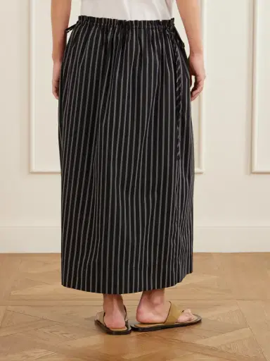 TOTEME Striped Cotton-poplin Midi Skirt | Thumbnail 3