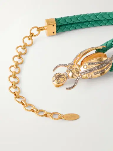 Sonia Petroff carab Gold-tone And Woven Leather Belt | Thumbnail 3