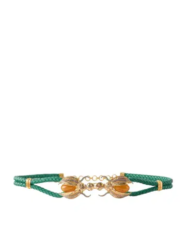 Sonia Petroff carab Gold-tone And Woven Leather Belt | Thumbnail 1
