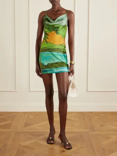 Donde Esteban Magdalena Draped Printed Silk-blend Satin Mini Dress | Thumbnail 2 Donde Esteban Magdalena Draped Printed Silk-blend Satin Mini Dress | Thumbnail 2