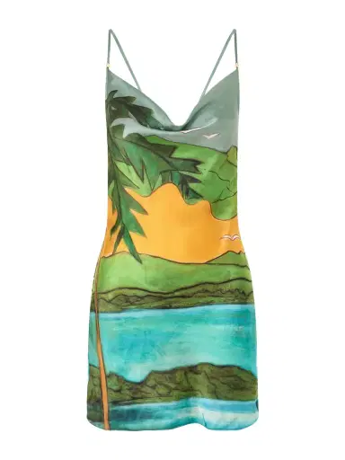 Donde Esteban Magdalena Draped Printed Silk-blend Satin Mini Dress | Thumbnail 1 Donde Esteban Magdalena Draped Printed Silk-blend Satin Mini Dress | Thumbnail 1