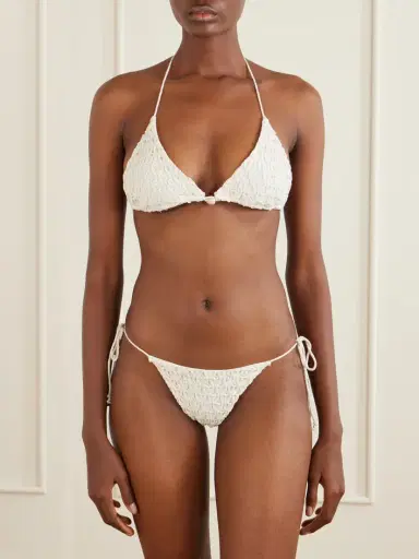 SARA CRISTINA Pearl Crocheted Cotton Triangle Bikini | Thumbnail 2 SARA CRISTINA Pearl Crocheted Cotton Triangle Bikini | Thumbnail 2