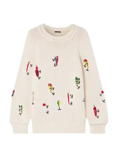 Mother The Raglan Embroidered Cotton Sweater - Unknown | Thumbnail 1