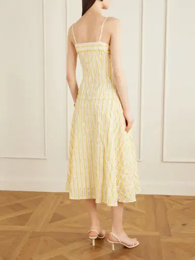 Rosie Assoulin Drop Me A Note Striped Seersucker Midi Dress | Thumbnail 3 Rosie Assoulin Drop Me A Note Striped Seersucker Midi Dress | Thumbnail 3