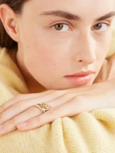 Spinelli Kilcollin Piera Set Of Three 18-karat Gold, Sterling Silver And Diamond Rings | Thumbnail 2