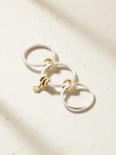 Spinelli Kilcollin Piera Set Of Three 18-karat Gold, Sterling Silver And Diamond Rings | Thumbnail 3