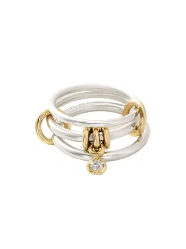 Spinelli Kilcollin Piera Set Of Three 18-karat Gold, Sterling Silver And Diamond Rings | Thumbnail 1
