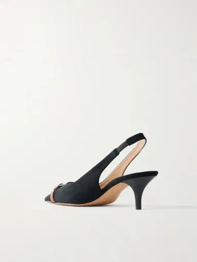 JW Anderson Buckled Leather-trimmed Velvet Slingback Pumps | Thumbnail 3 JW Anderson Buckled Leather-trimmed Velvet Slingback Pumps | Thumbnail 3