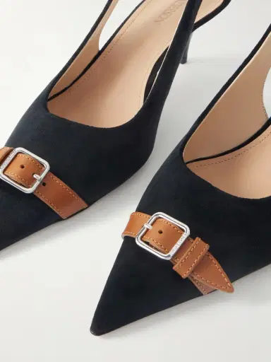 JW Anderson Buckled Leather-trimmed Velvet Slingback Pumps | Thumbnail 5 JW Anderson Buckled Leather-trimmed Velvet Slingback Pumps | Thumbnail 5
