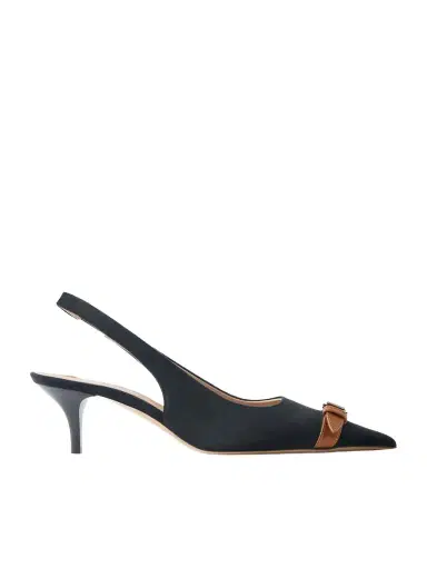 JW Anderson Buckled Leather-trimmed Velvet Slingback Pumps | Thumbnail 1 JW Anderson Buckled Leather-trimmed Velvet Slingback Pumps | Thumbnail 1